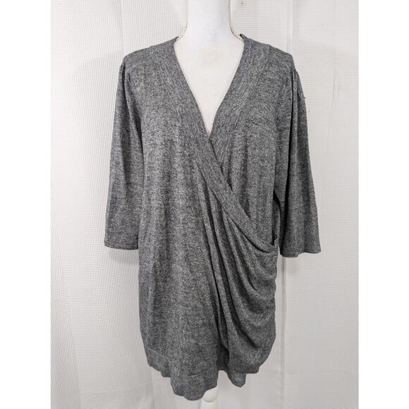 MAURICES! BLACK & WHITE MARLED CRISS-CROSS FRONT, DRAPEY, RUCHED TOP! SZ 2X - Picture 2 of 9
